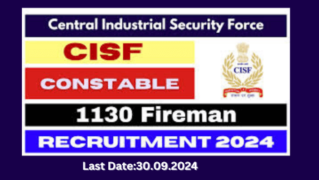 CISF Constable Fireman Recruitment 2024 poster