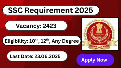 SSC Requirement 2025 Apply Now!